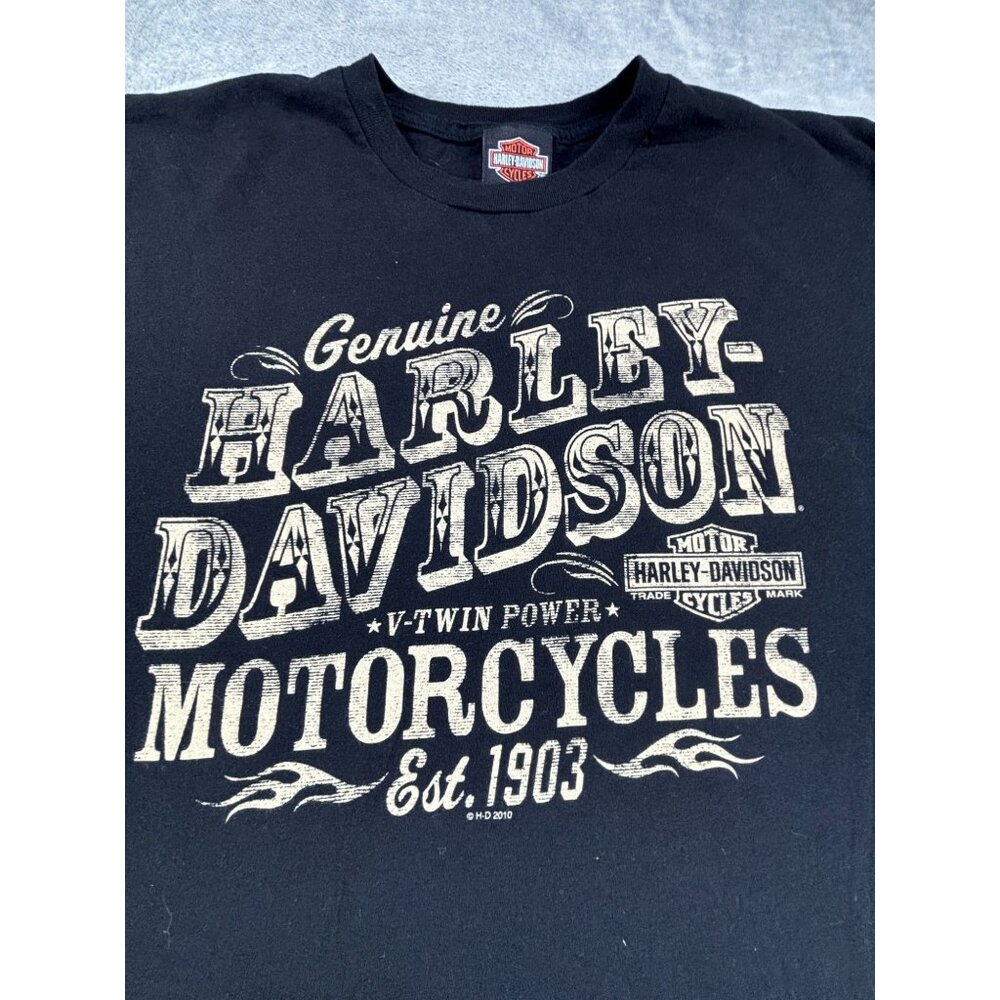 Harley Davidson Black Graphic T-Shirt XL 100% Cotton Mens Retro Logo Est. 1903